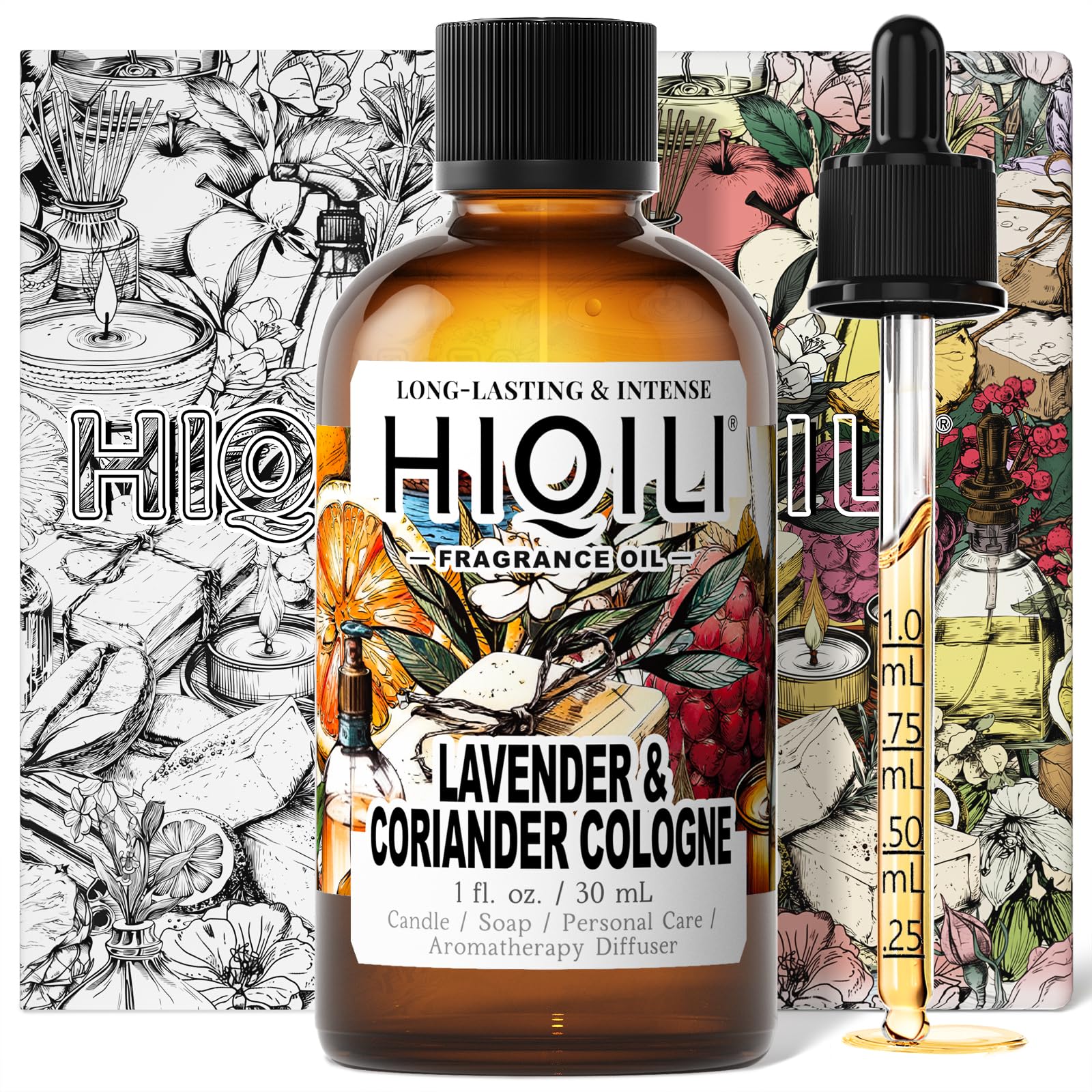 HIQILI Lavender & Coriander bottle pour for diffusers delivers a rich herbal aroma