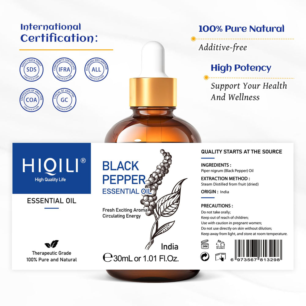 HIQILI Massage oil mix with black pepper oil for soothing body care.