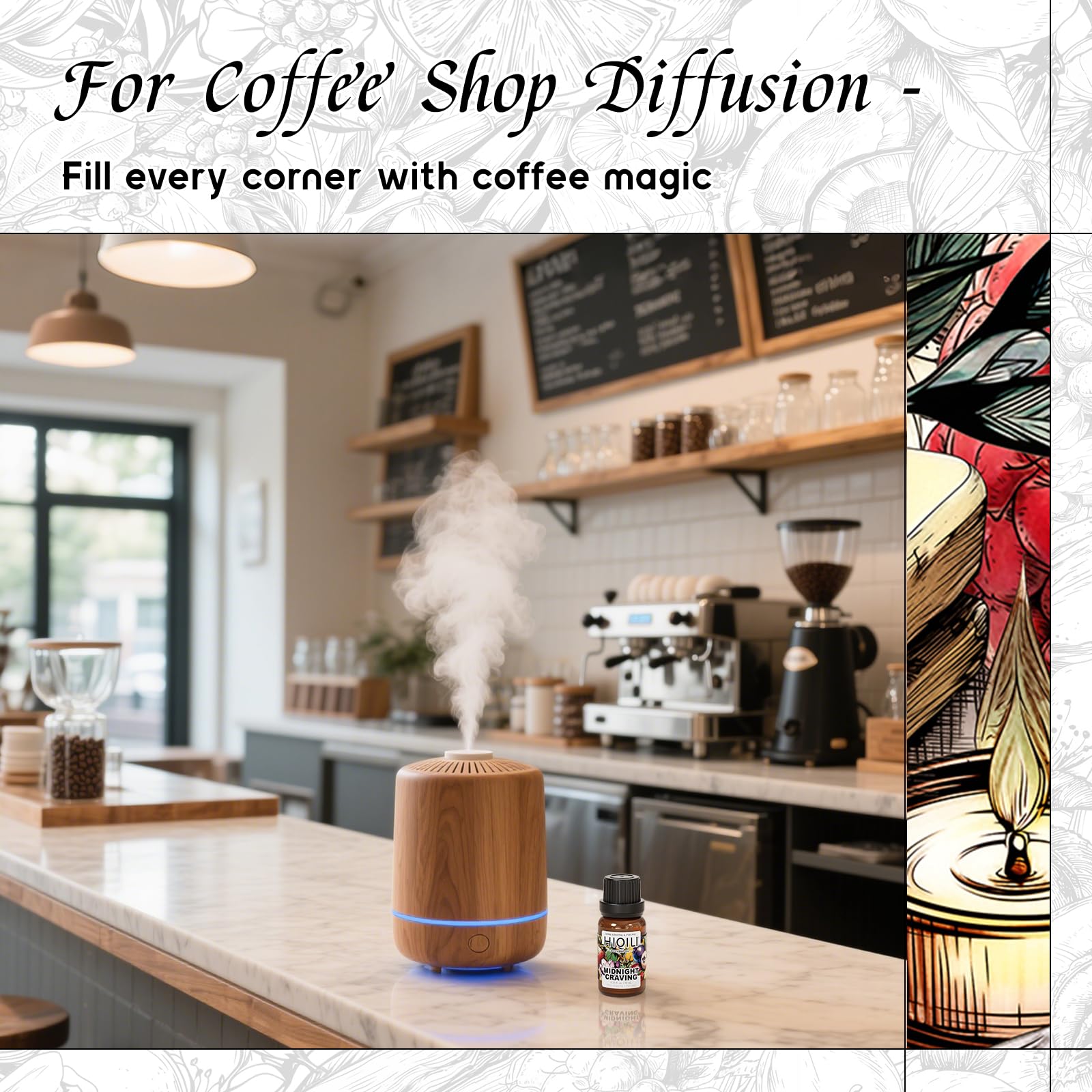 HIQILI Midnight Craving Diffuser Oil vanilla-note closeup showcases a warm gourmand profile