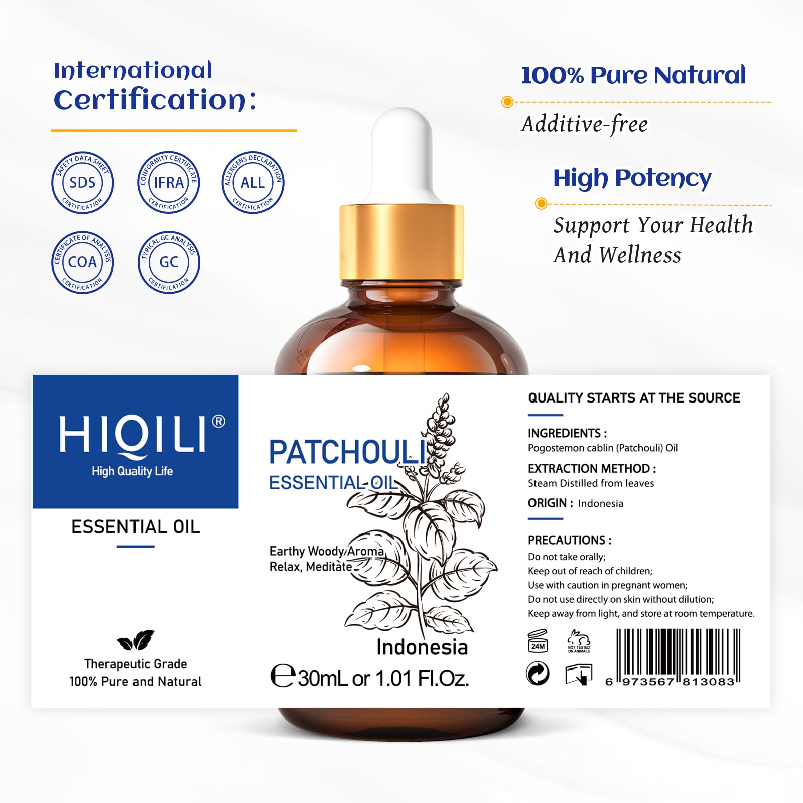 HIQILI Patchouli essential oil gift packaging ready to share