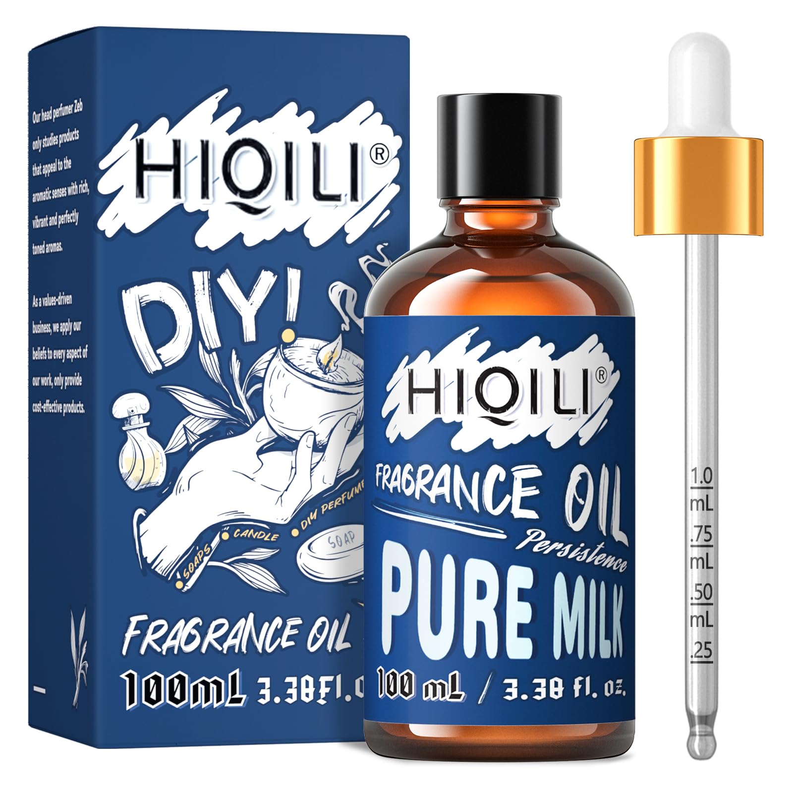 HIQILI Pure Milk Essential Oil bottle for diffusion with a creamy aroma.