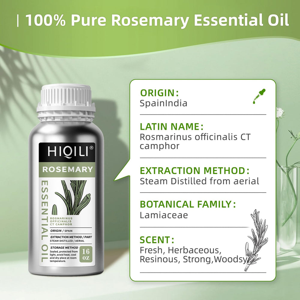 HIQILI Rosemary Oil dual bottle packaging—two UV-protected bottles with droppers.