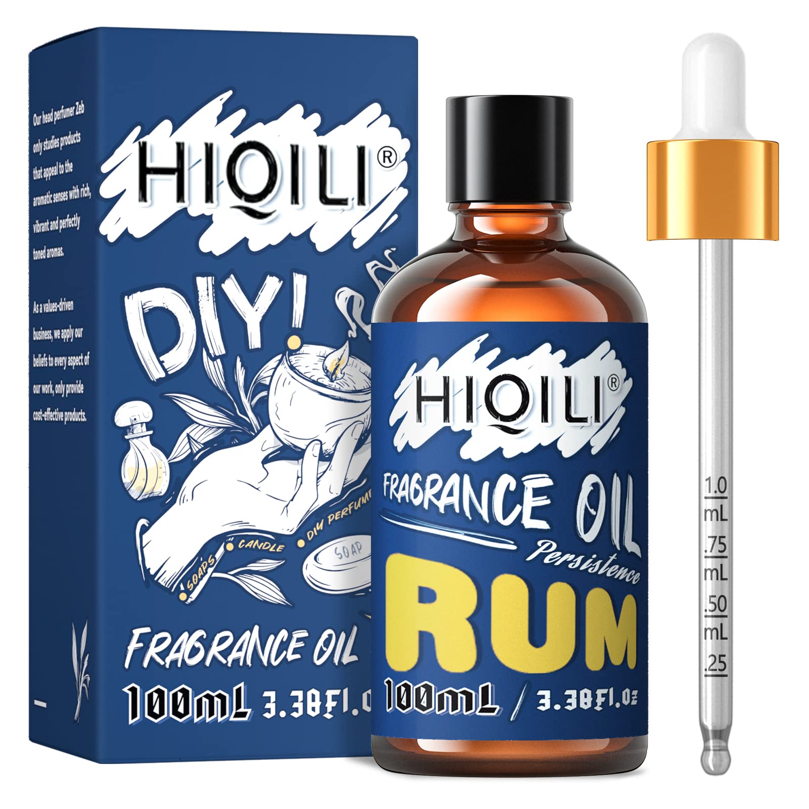 HIQILI Rum essential oil bottle with dropper for precise use in diffusers