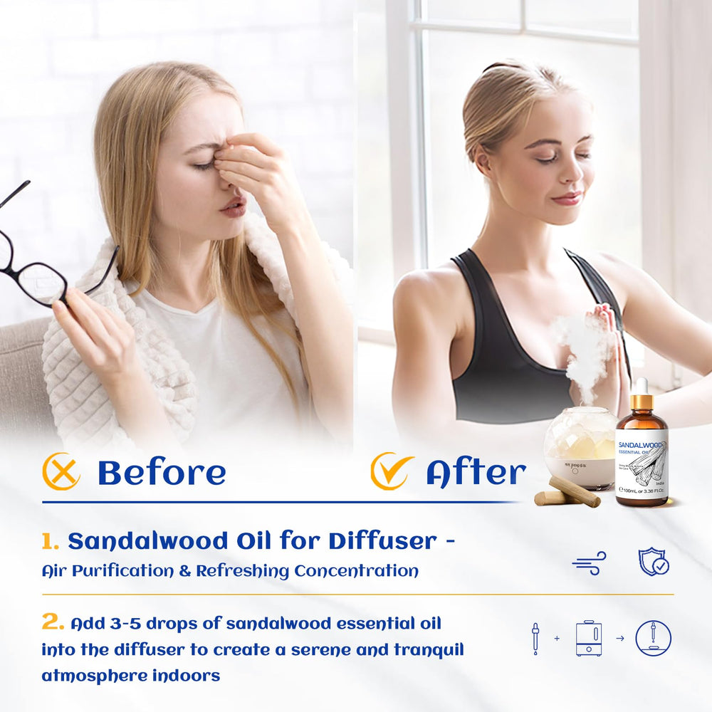 HIQILI sandalwood essential oil in diffuser scene for calm spaces