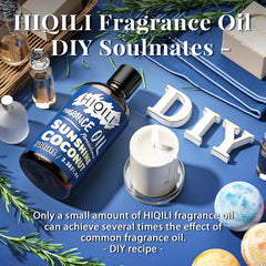 HIQILI Sunshine Coconut fragrance oil used in a car diffuser for fresh coconut breeze.