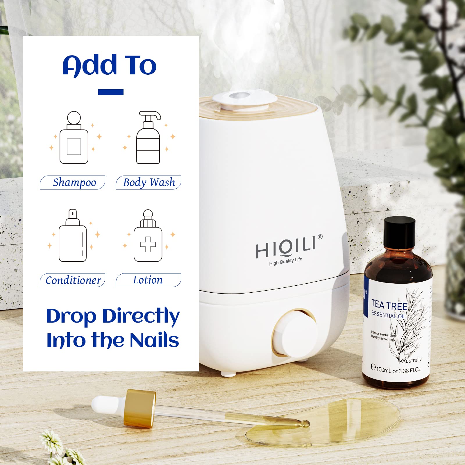 HIQILI Tea Tree Oil body wash use for refreshing cleanse.