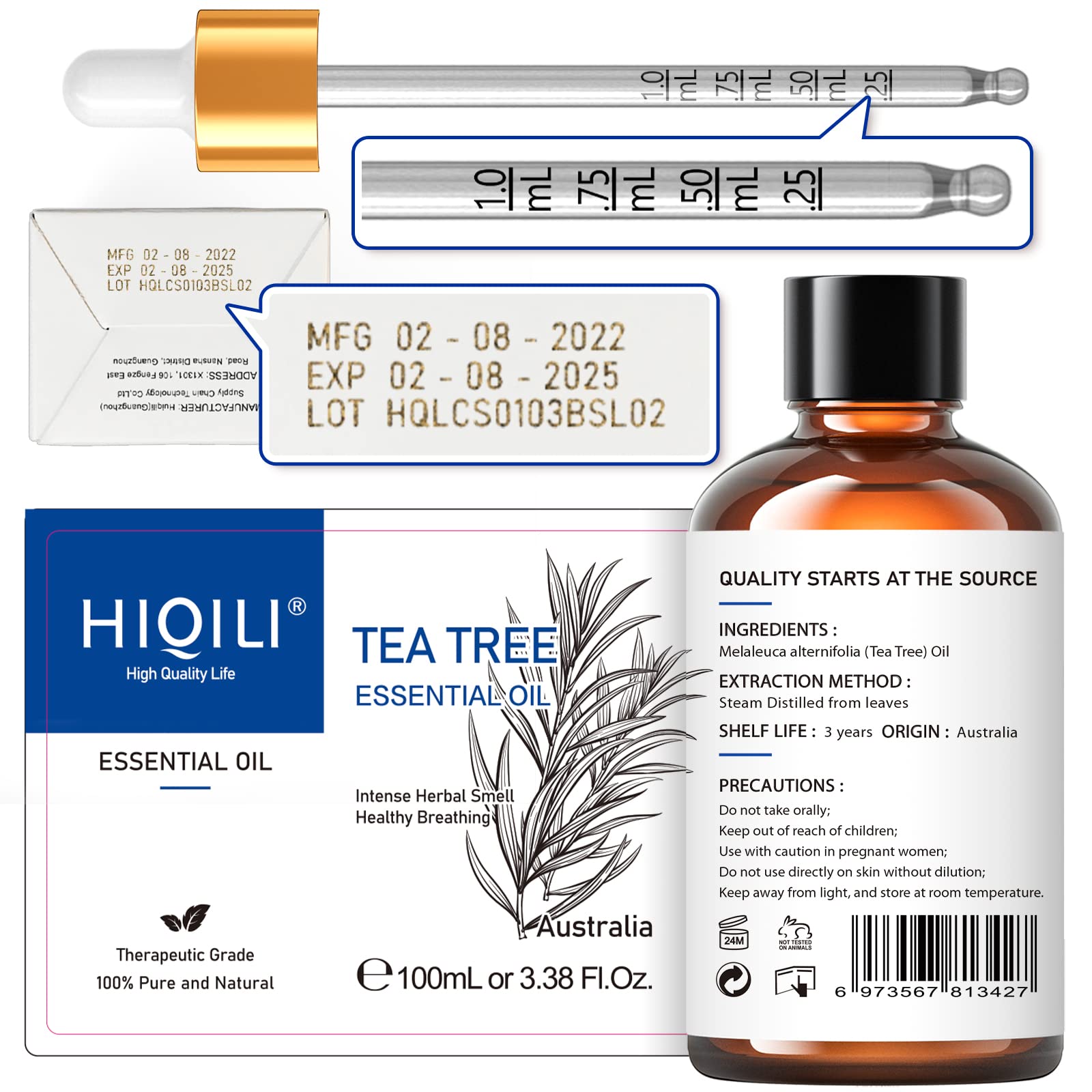 HIQILI Tea Tree Oil diffuser closeup for aromatic ambience.