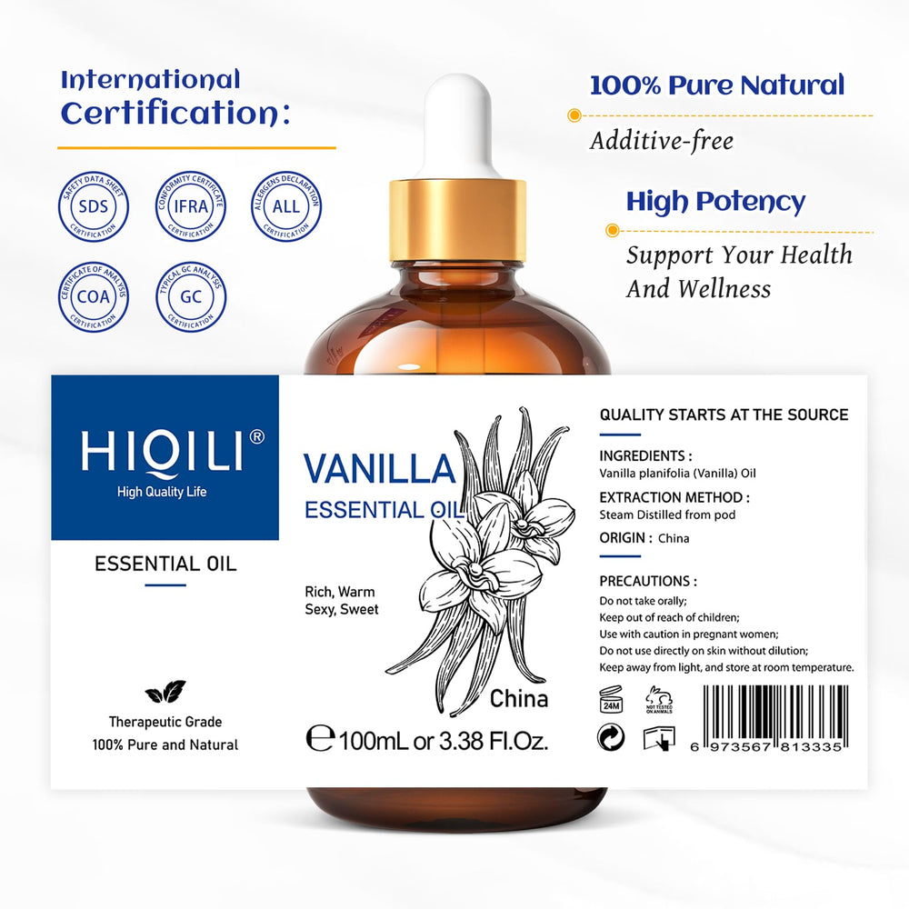 HIQILI Vanilla Essential Oil 100 ml packaging ready for gifting