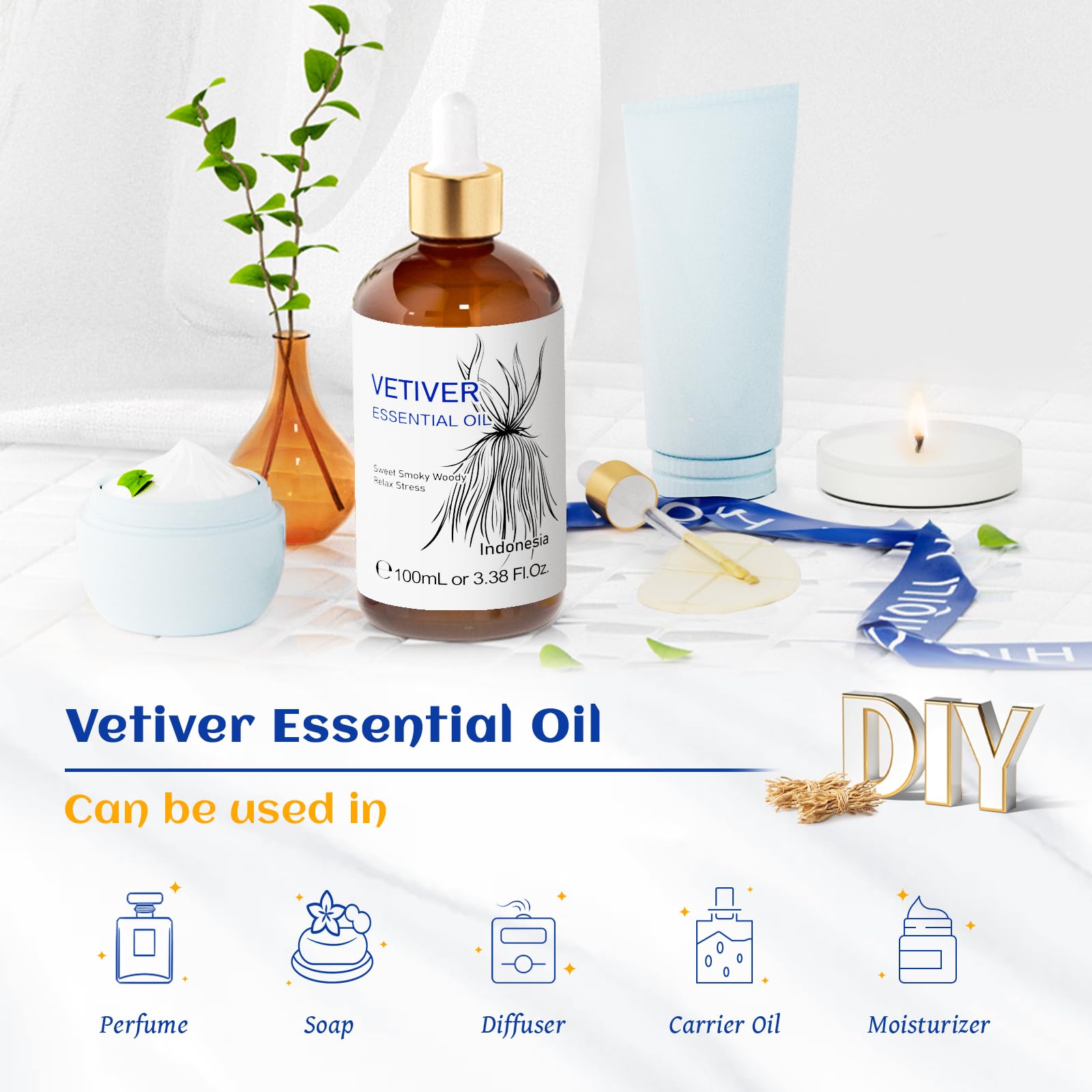 Massage application using HIQILI Vetiver oil blended with a carrier oil