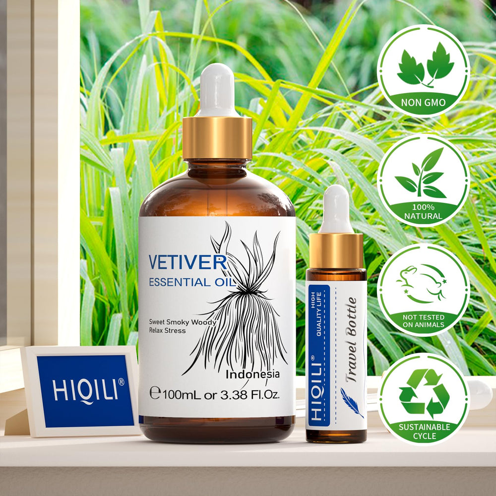 HIQILI Vetiver oil packaging with droplet-proof cap