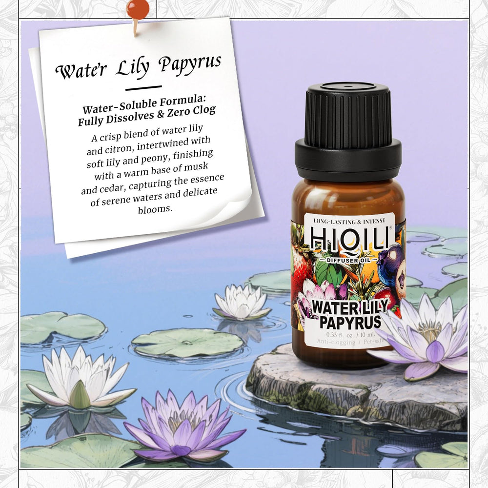 HIQILI Water Lily Papyrus in a room with steady diffusion for a fresh ambiance