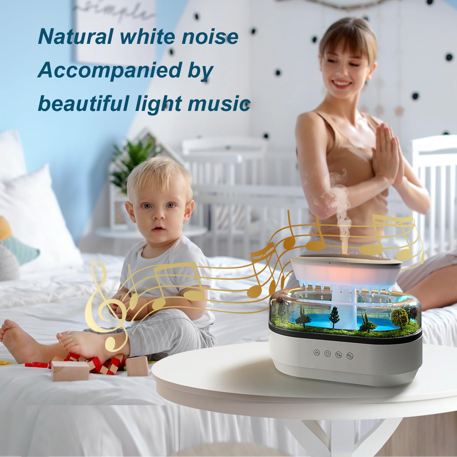 HIROGA Rain Diffuser rain-sound mode delivers relaxing white noise