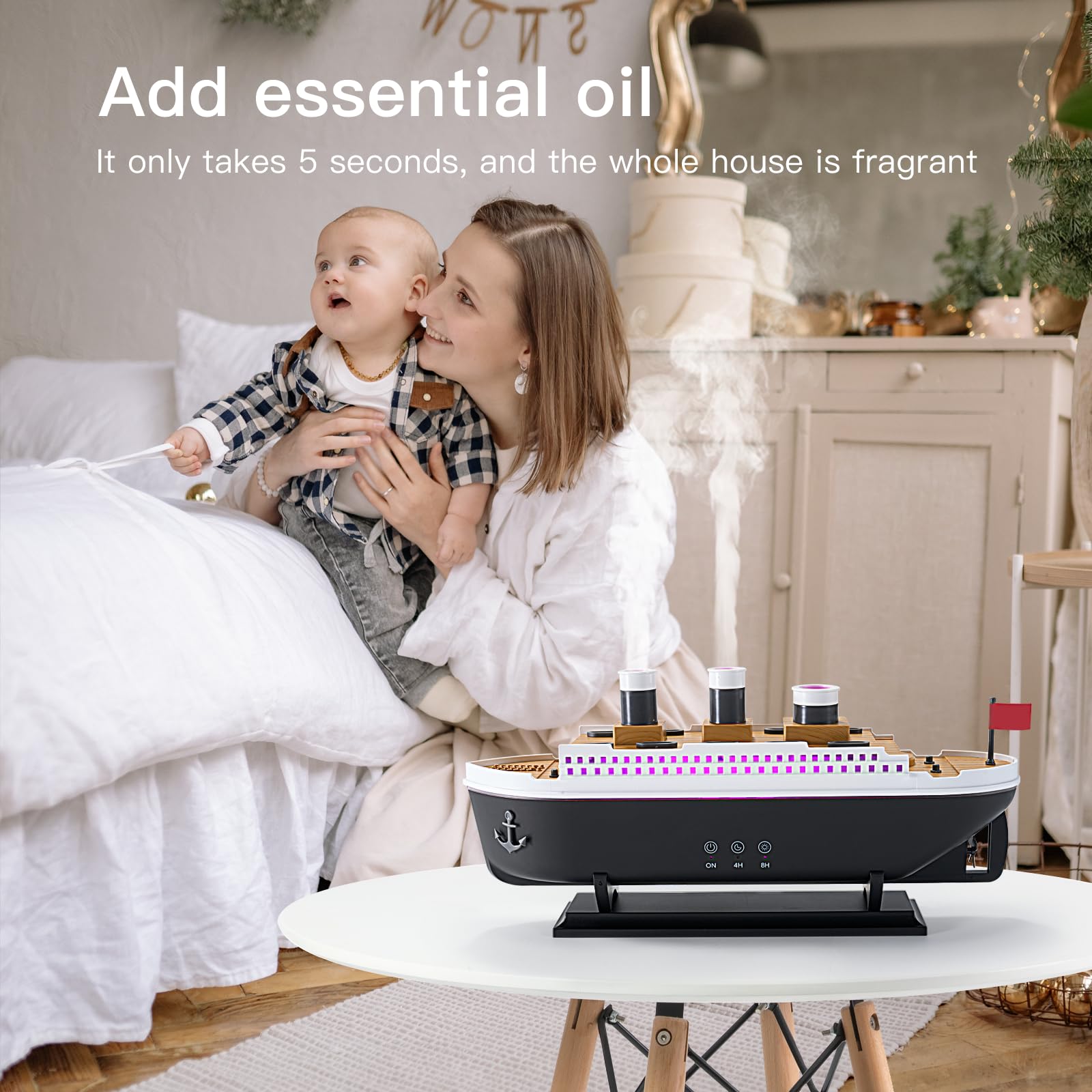 HIROGA Titanic Humidifier wide-top opening for quick refills and cleaning