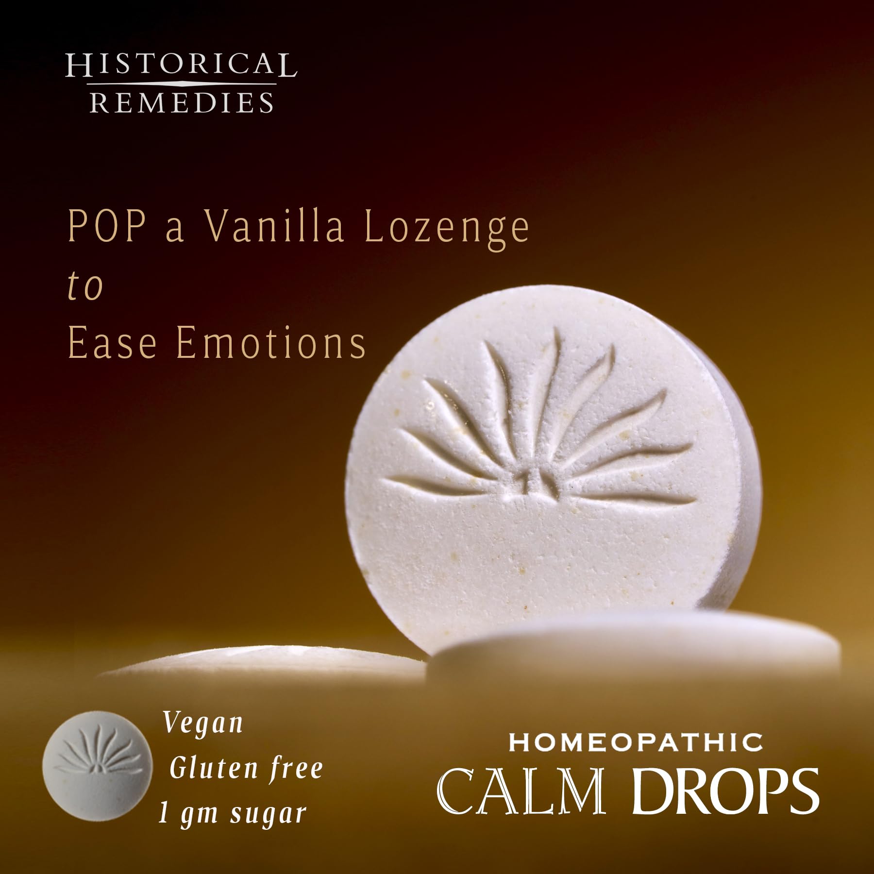 Historical Remedies Calm Drops packaging highlights eco-friendly design.