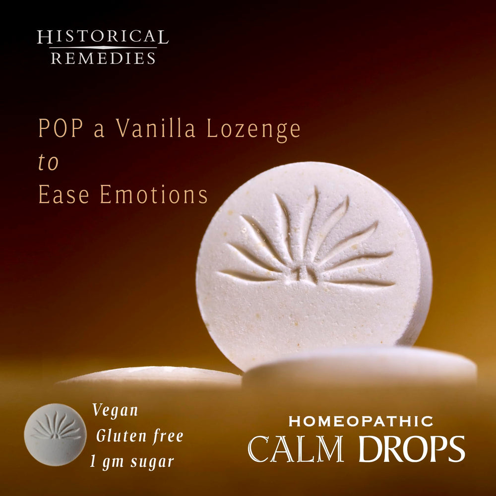 Historical Remedies Calm Drops packaging highlights eco-friendly design.