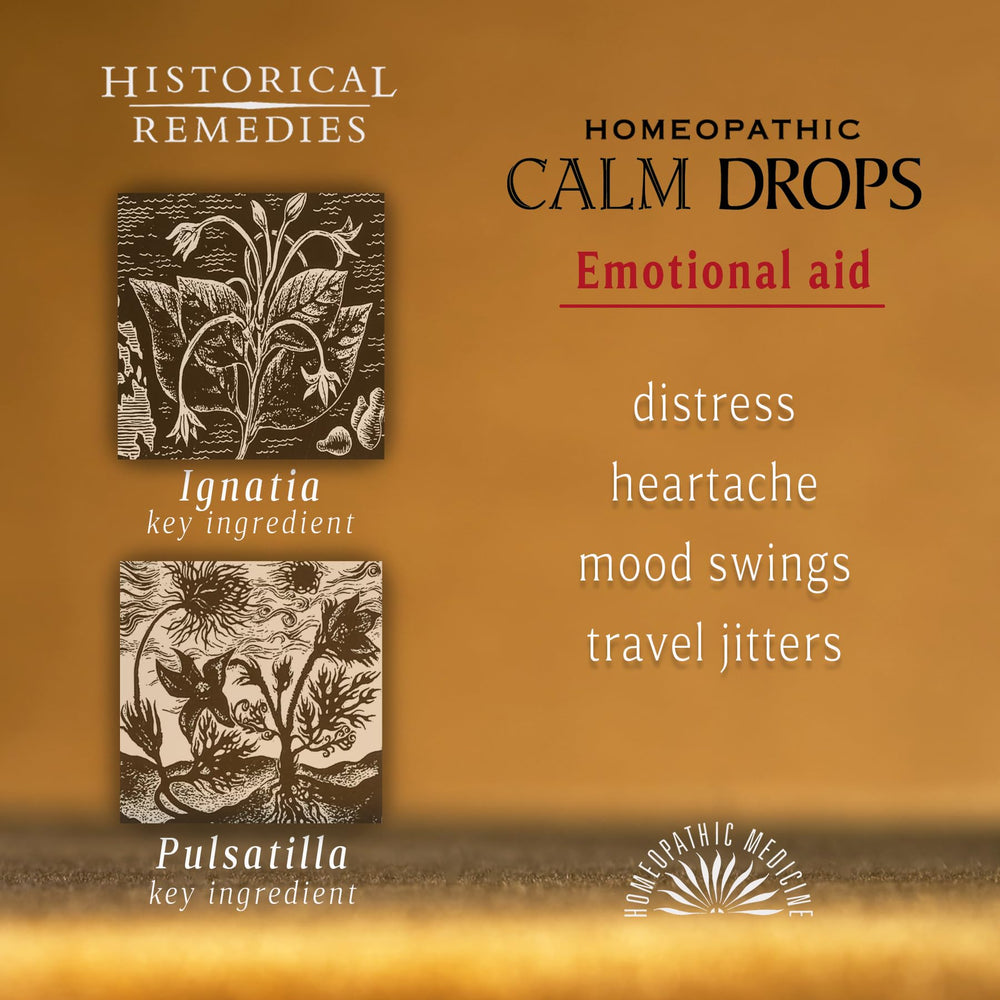 Historical Remedies Calm Drops travel-friendly slipcase fits in pocket.