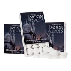Historical Remedies Moon Drops bottle and box showcasing natural sleep support in a convenient pack.