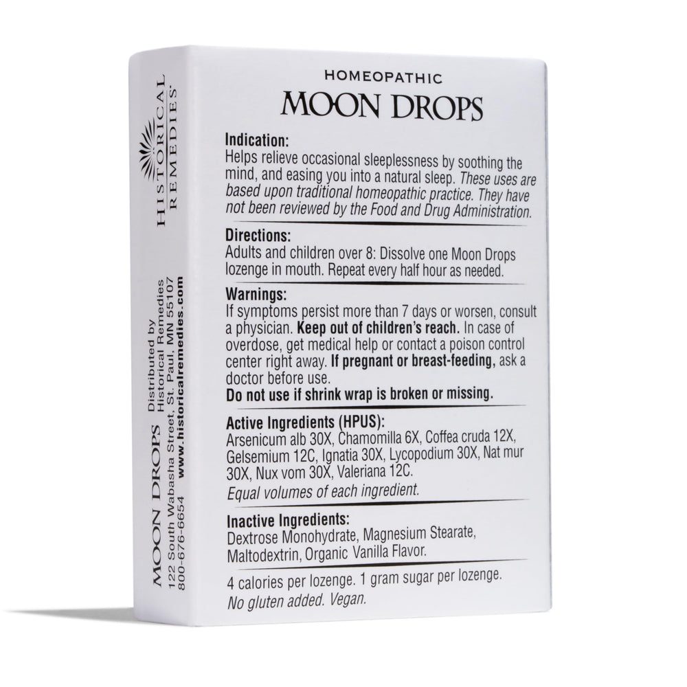 Historical Remedies Moon Drops suitable for adults and teens 12 and up.