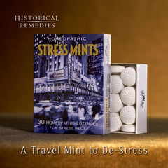 Historical Remedies Stress Mints lozenge close-up showcasing natural ingredients for calm focus