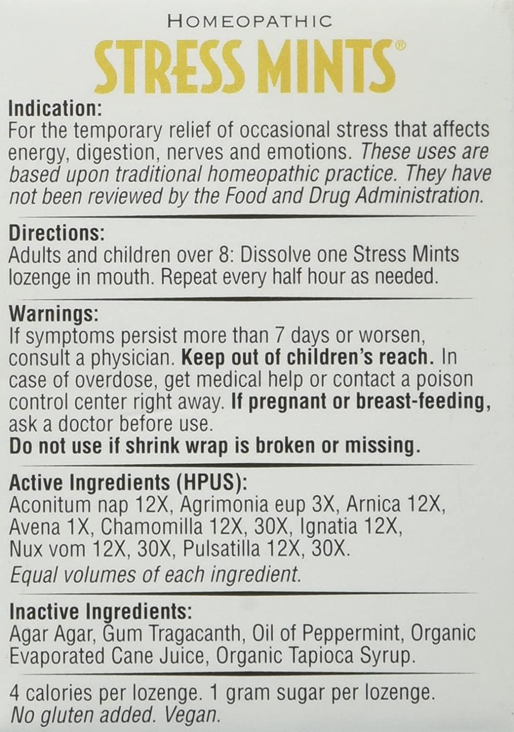 Historical Remedies Stress Mints package open for quick stress relief moments.