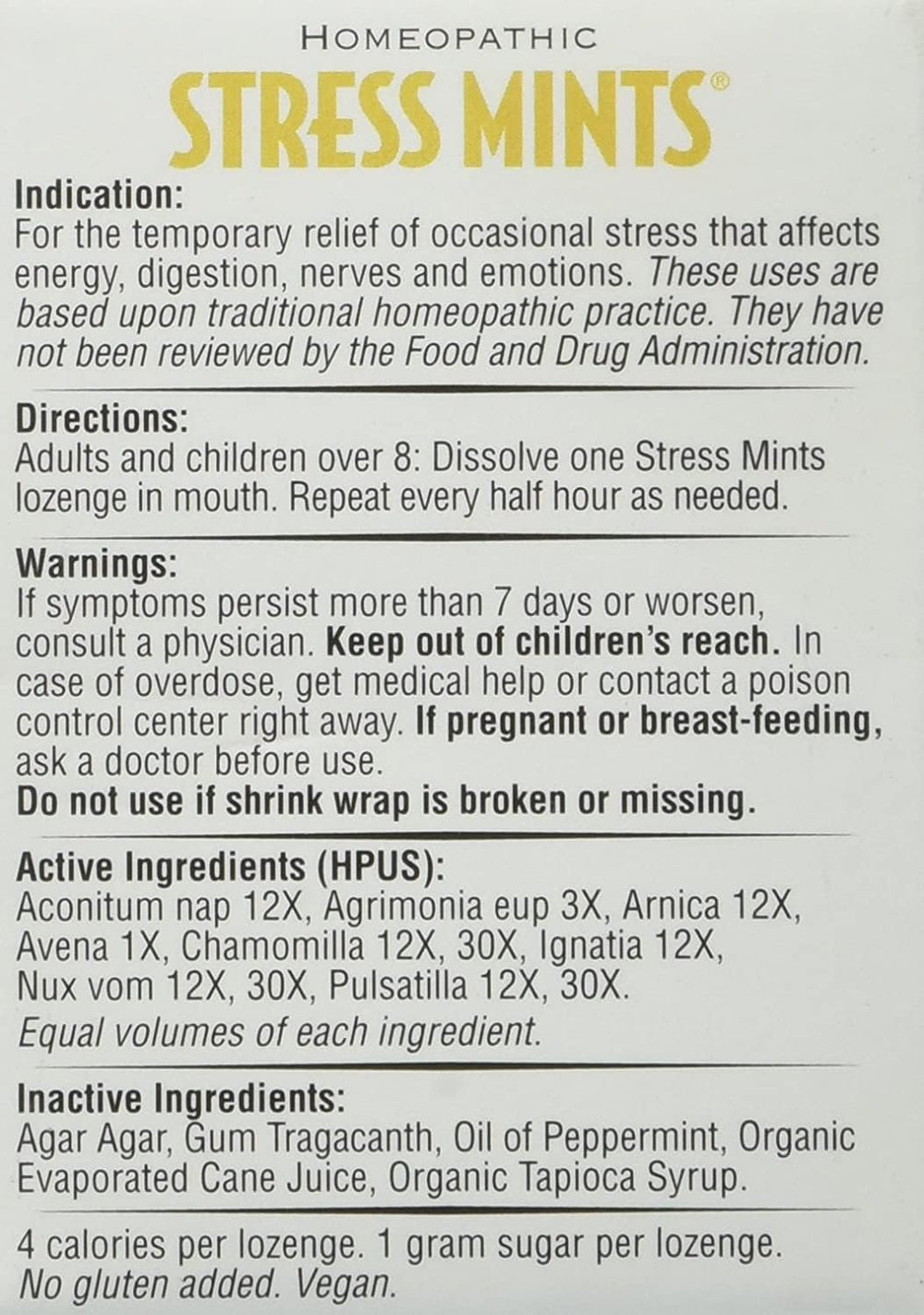 Historical Remedies Stress Mints package open for quick stress relief moments.