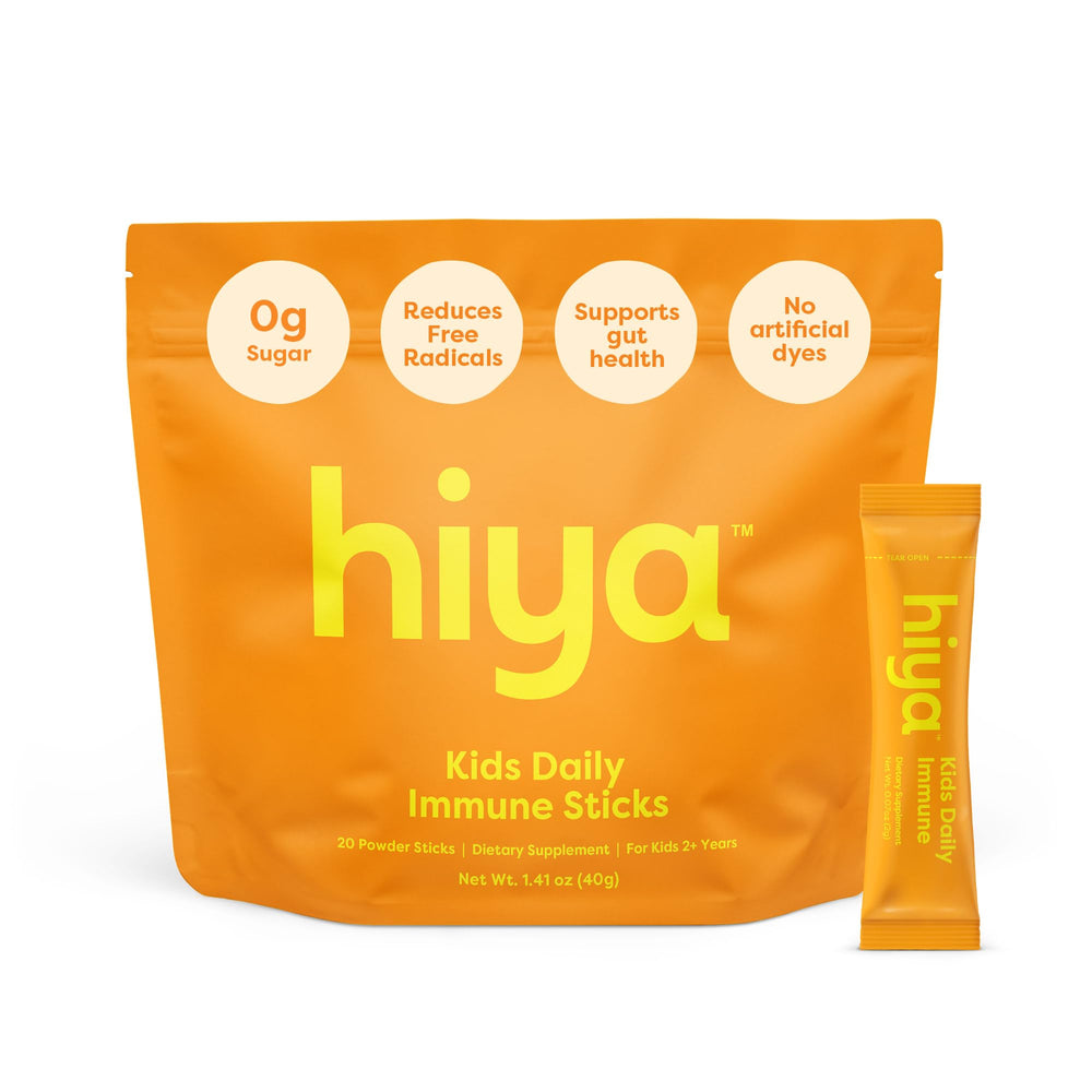 HIYA Kids Immune Stick orange flavor, easy pour on the tongue.