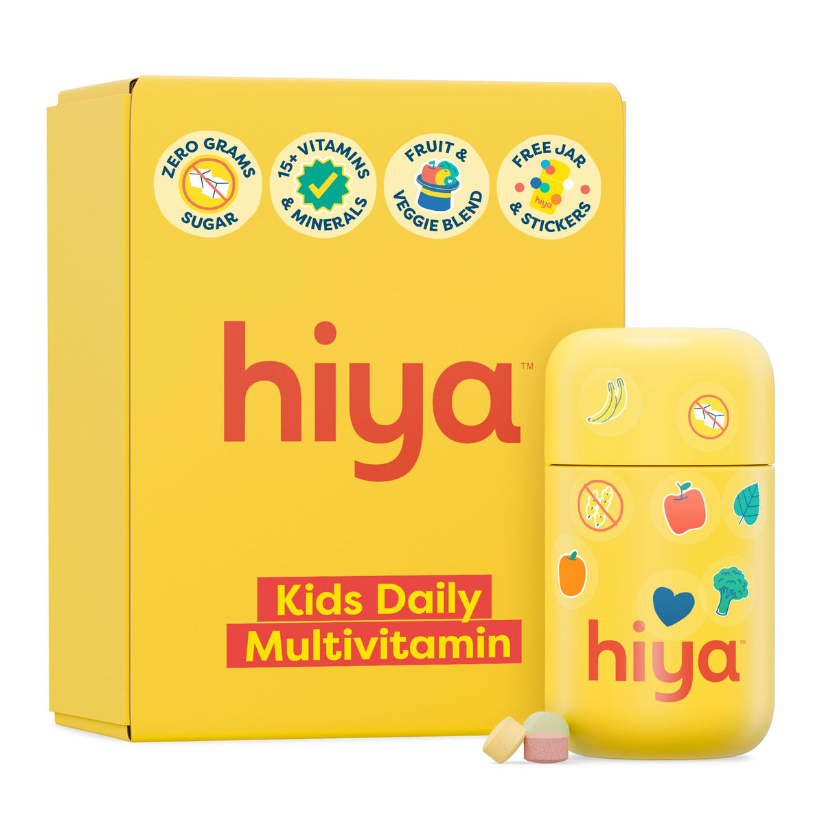 Hiya Kids multivitamin packaging highlights 15+ nutrients for growing kids