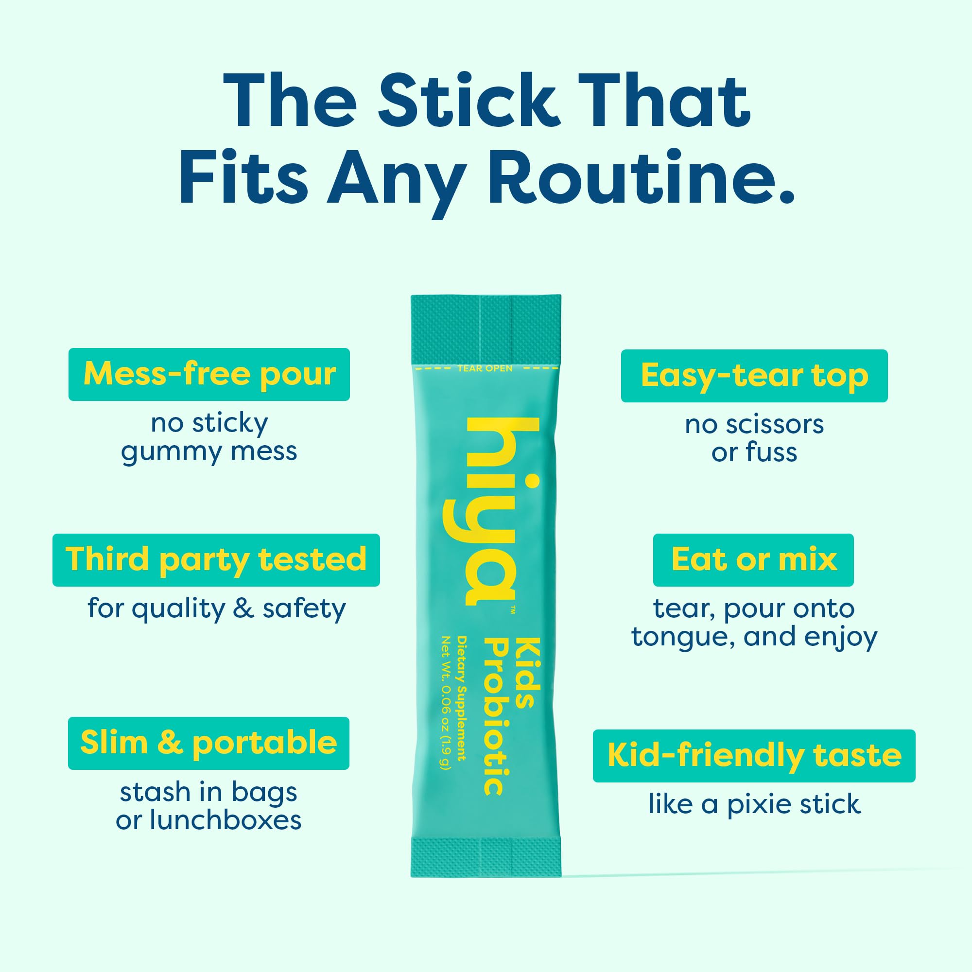 Hiya Kids Probiotic third-party testing badge for safety and purity