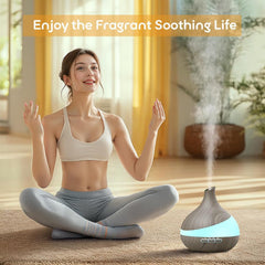 HJTHJT remote-control diffuser demonstrates easy mist and light adjustments