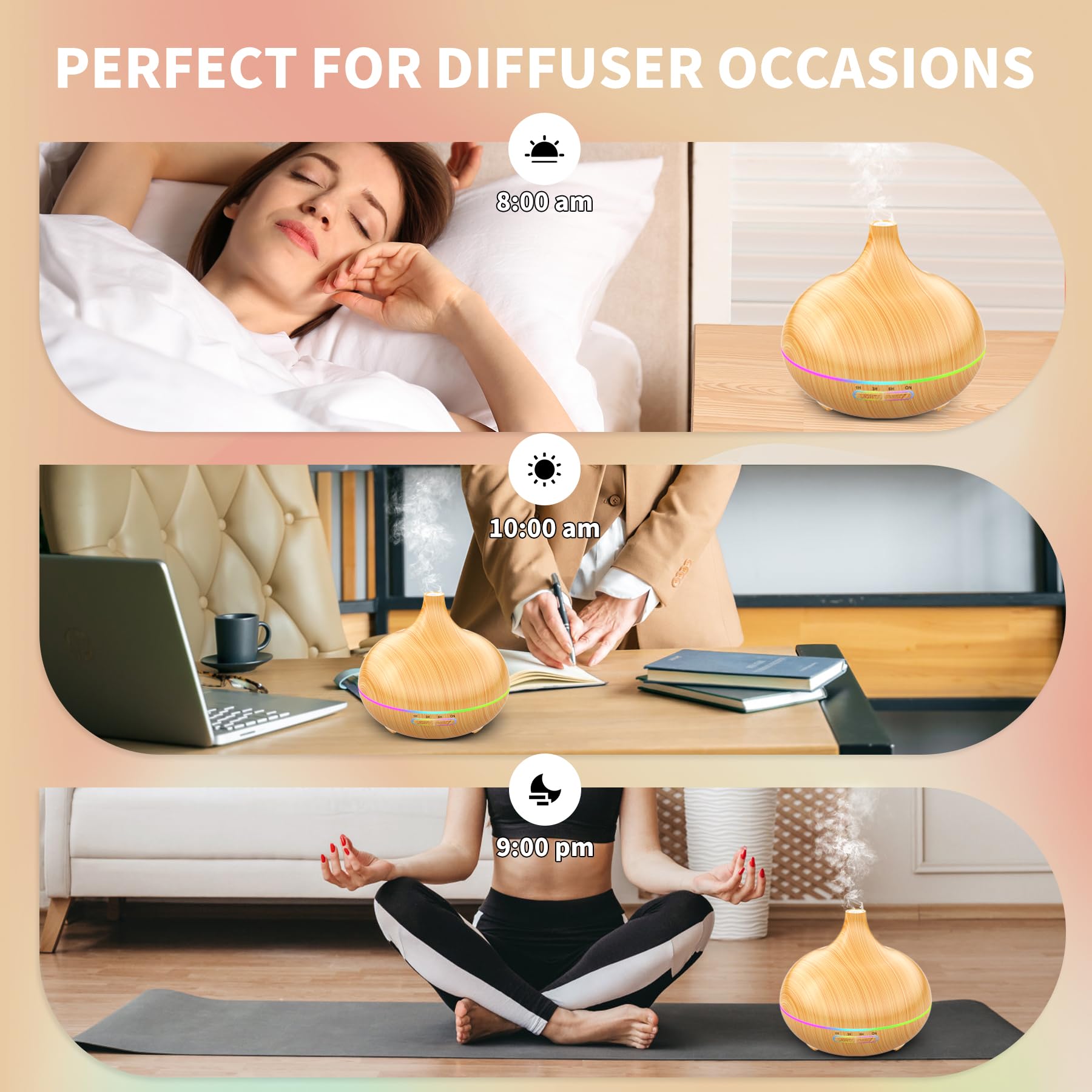 HLS Aroma Diffuser ambient-light feature with soothing colors