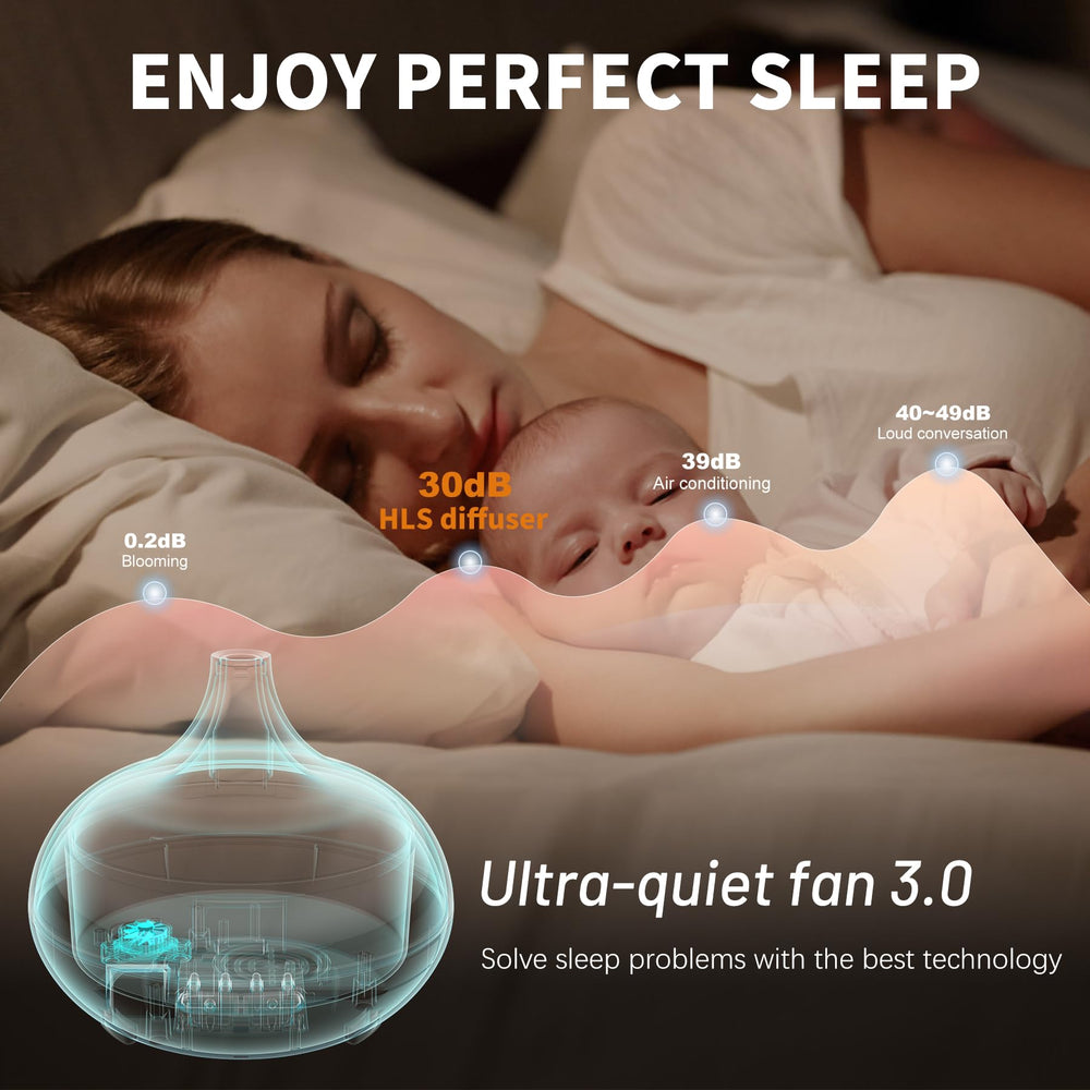HLS Aroma Diffuser bedroom with soft light for a peaceful night
