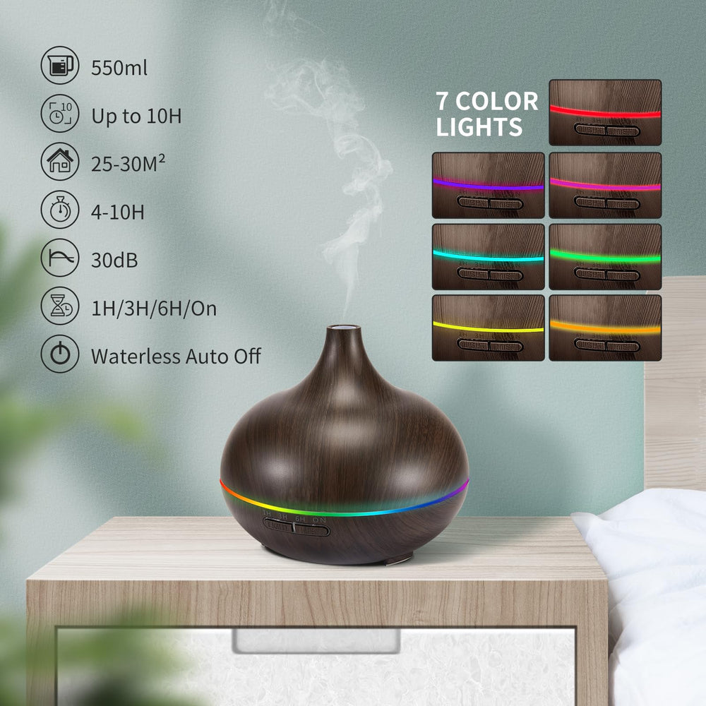 HLS diffuser showing warm ambient night light in a bedroom