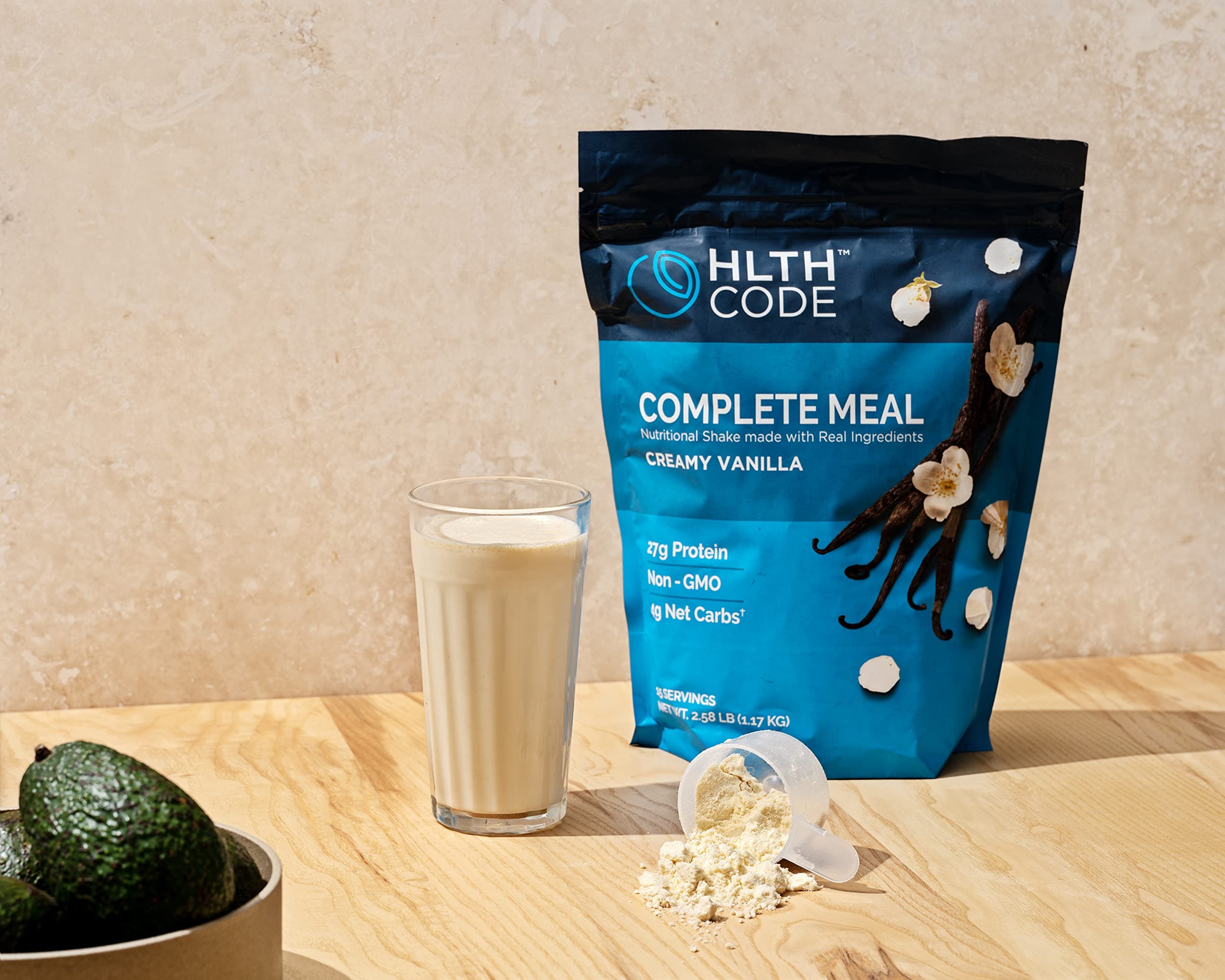HLTH CODE Probiotics and fiber bottle underscoring gut health and daily energy potential