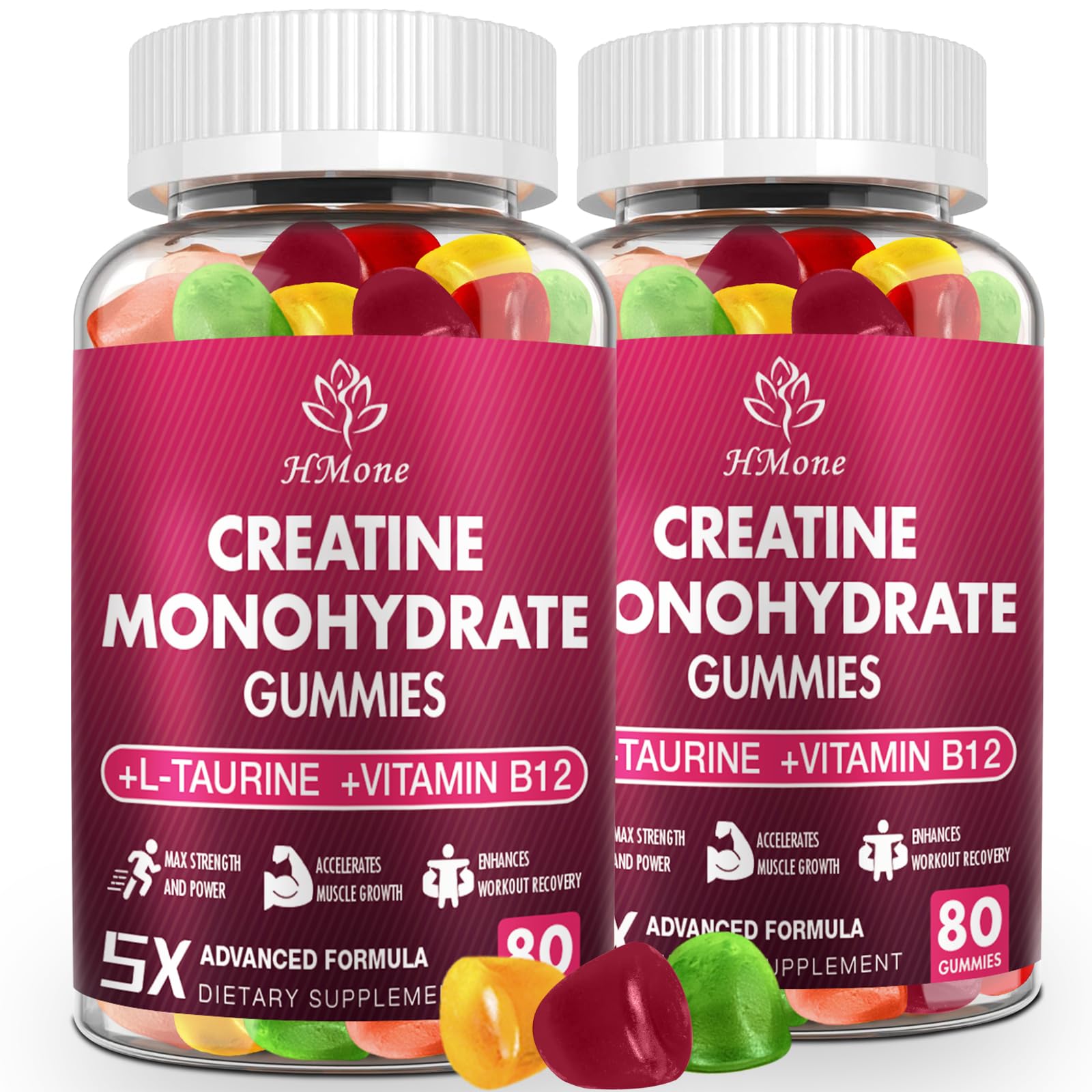 HMone creatine monohydrate gummies blueberry flavor for steady energy and muscle support.