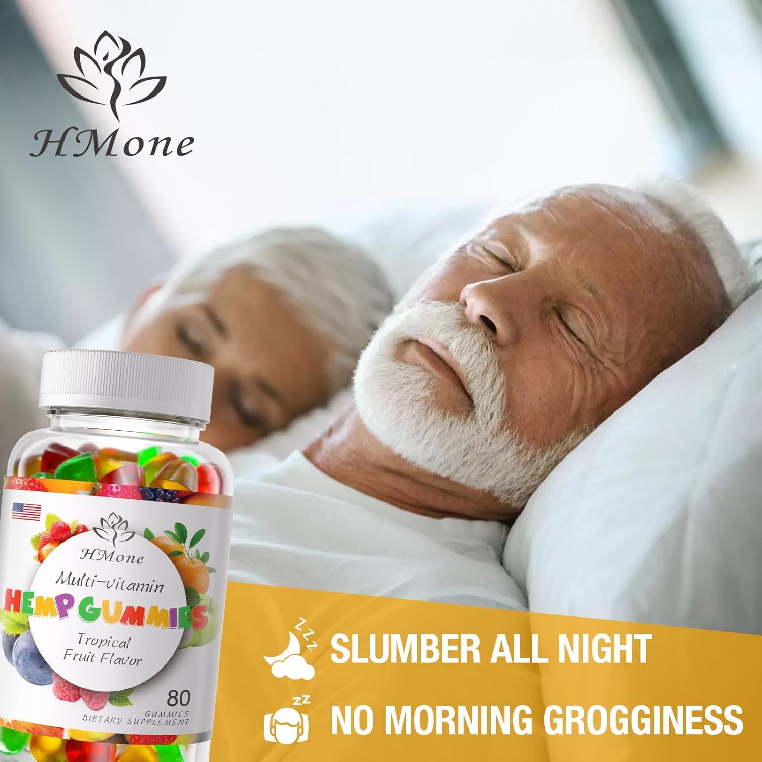 HMone hemp gummies bears close-up showing delicious fruit flavor