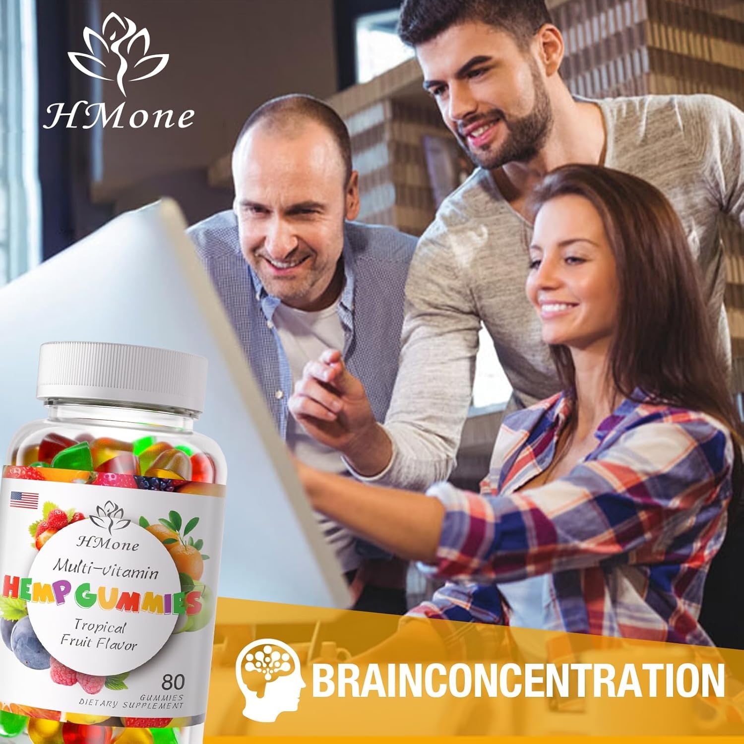 Third-party testing stamp on HMone hemp gummies packaging