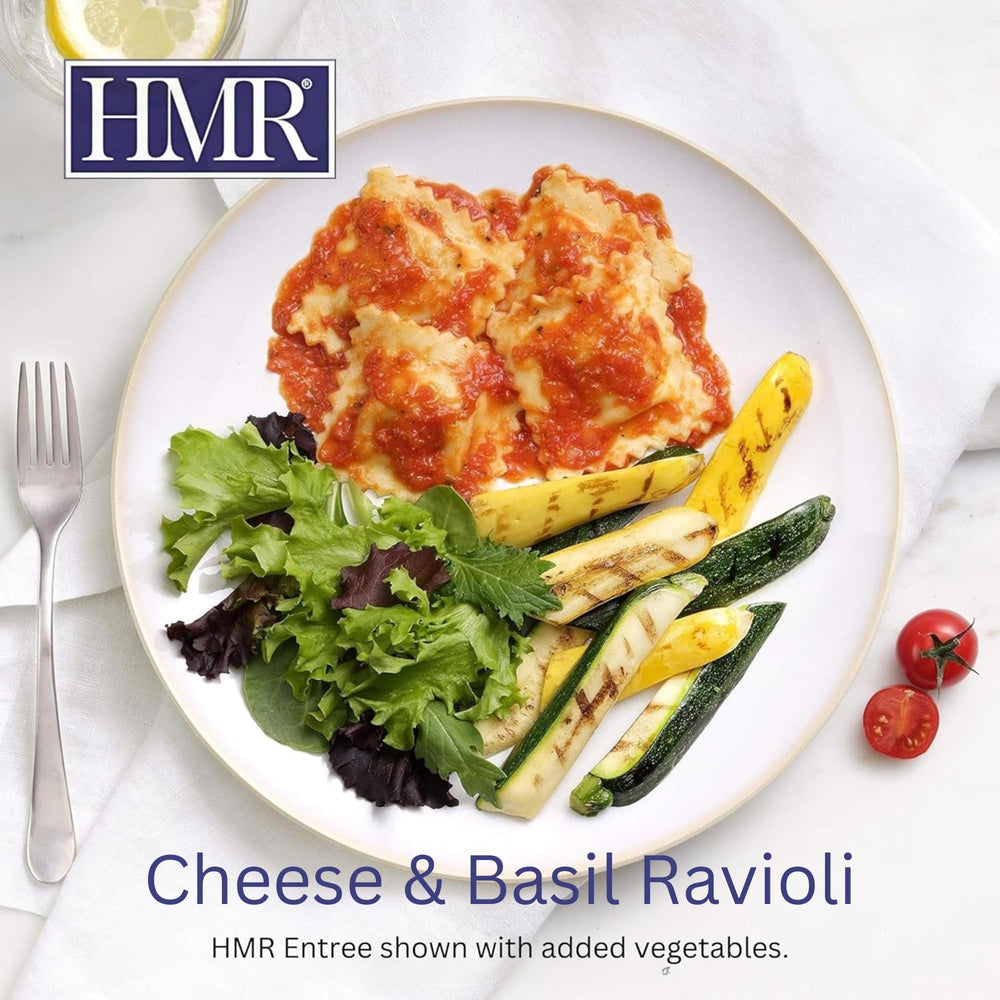 HMR Entrees 5-pack Shelf-stable meals displayed, ideal for travel.