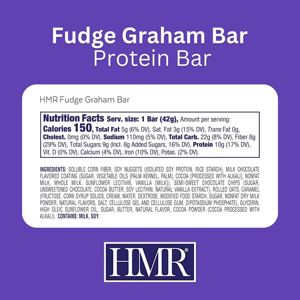 HMR Fudge Graham Bar hero shot showing chewy texture and toppings