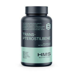 HMS Nutrition Potent Trans-Pterostilbene bottle front shows 200 mg potency
