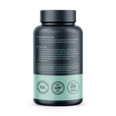 HMS Nutrition Potent Trans-Pterostilbene bottle back label highlighting vegan and allergen-free attributes
