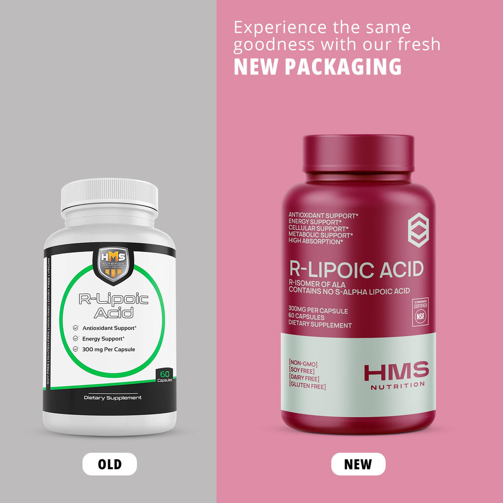 HMS Nutrition label with NSF-certified badge signals quality and transparency.
