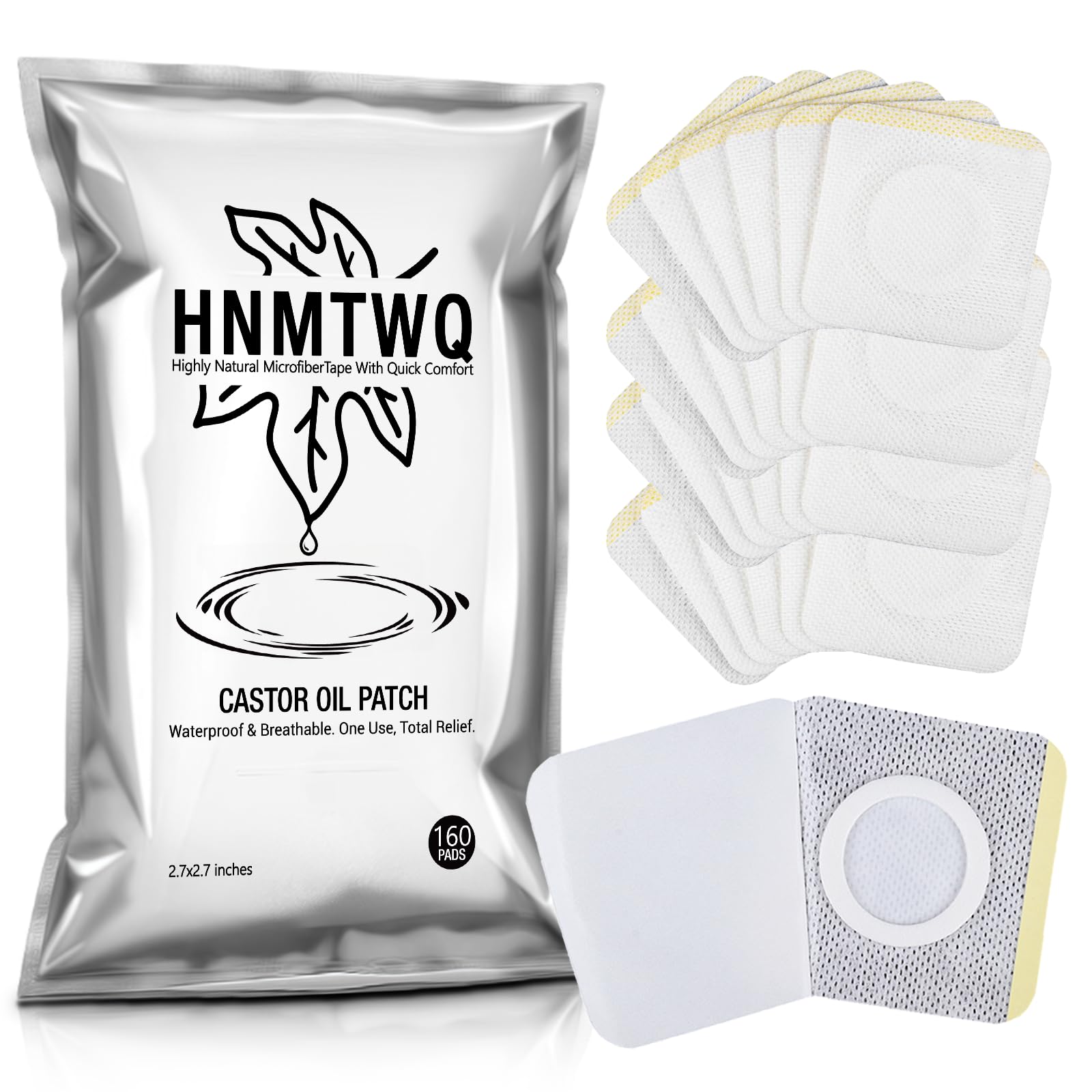 HNMTWQ castor oil patches 160-pack for mess-free belly button use.