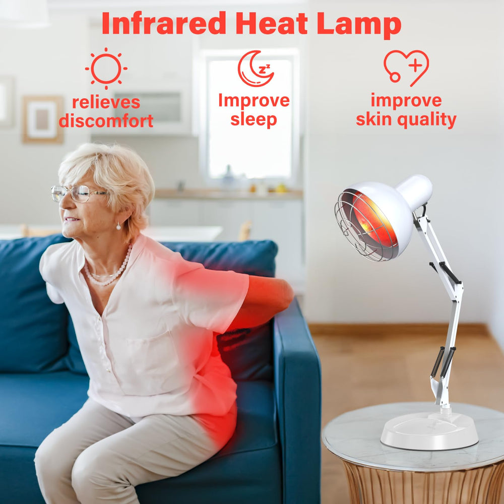 Hoakya near-infrared lamp targets back, knee, and shoulder with adjustable direction.