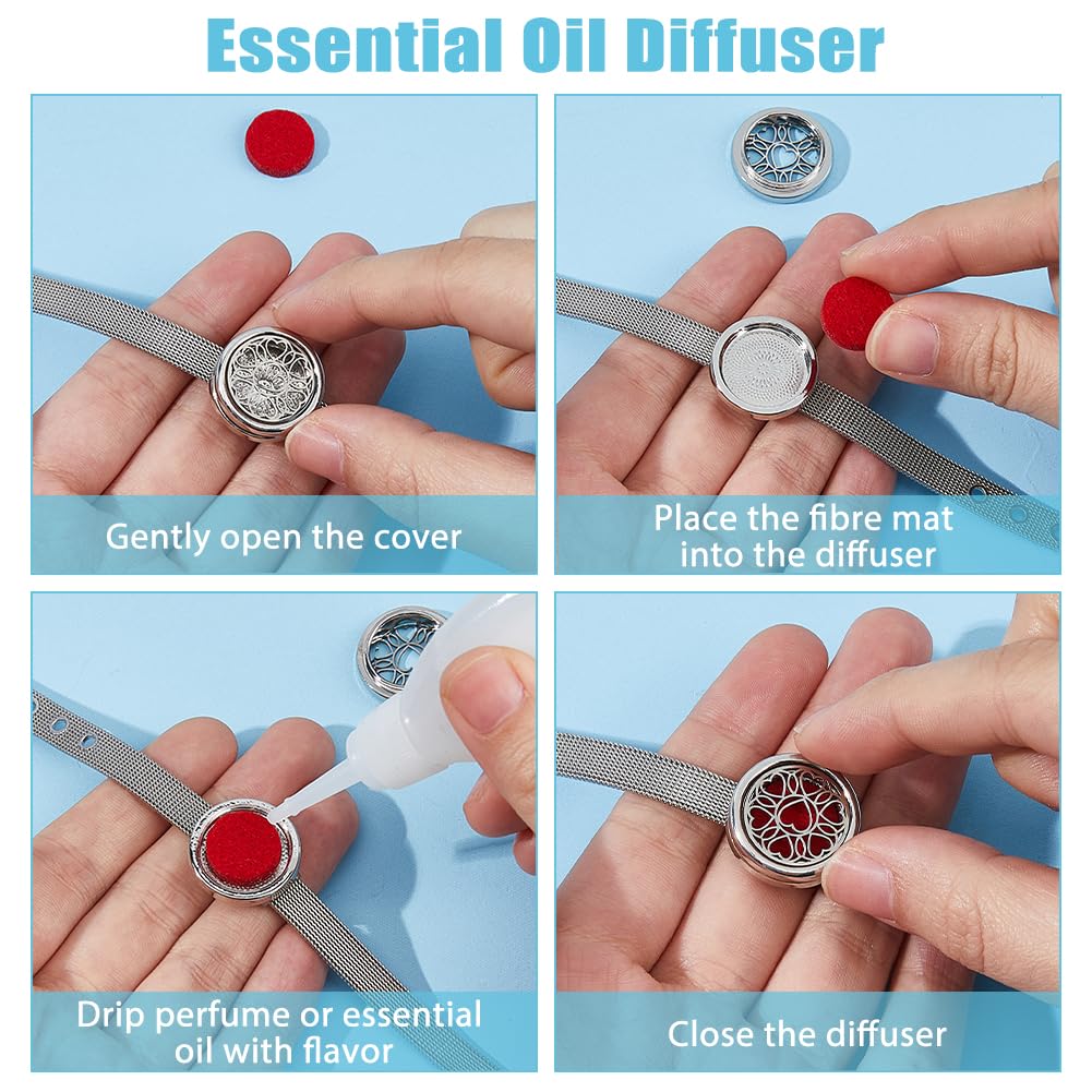 Hobbspring diffuser bracelet adjustable band closeup highlights sturdy stainless steel.