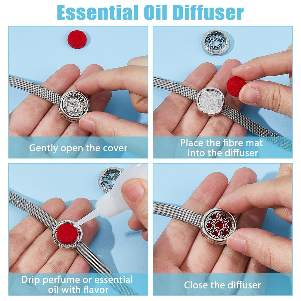 Hobbspring diffuser bracelet adjustable band closeup highlights sturdy stainless steel.