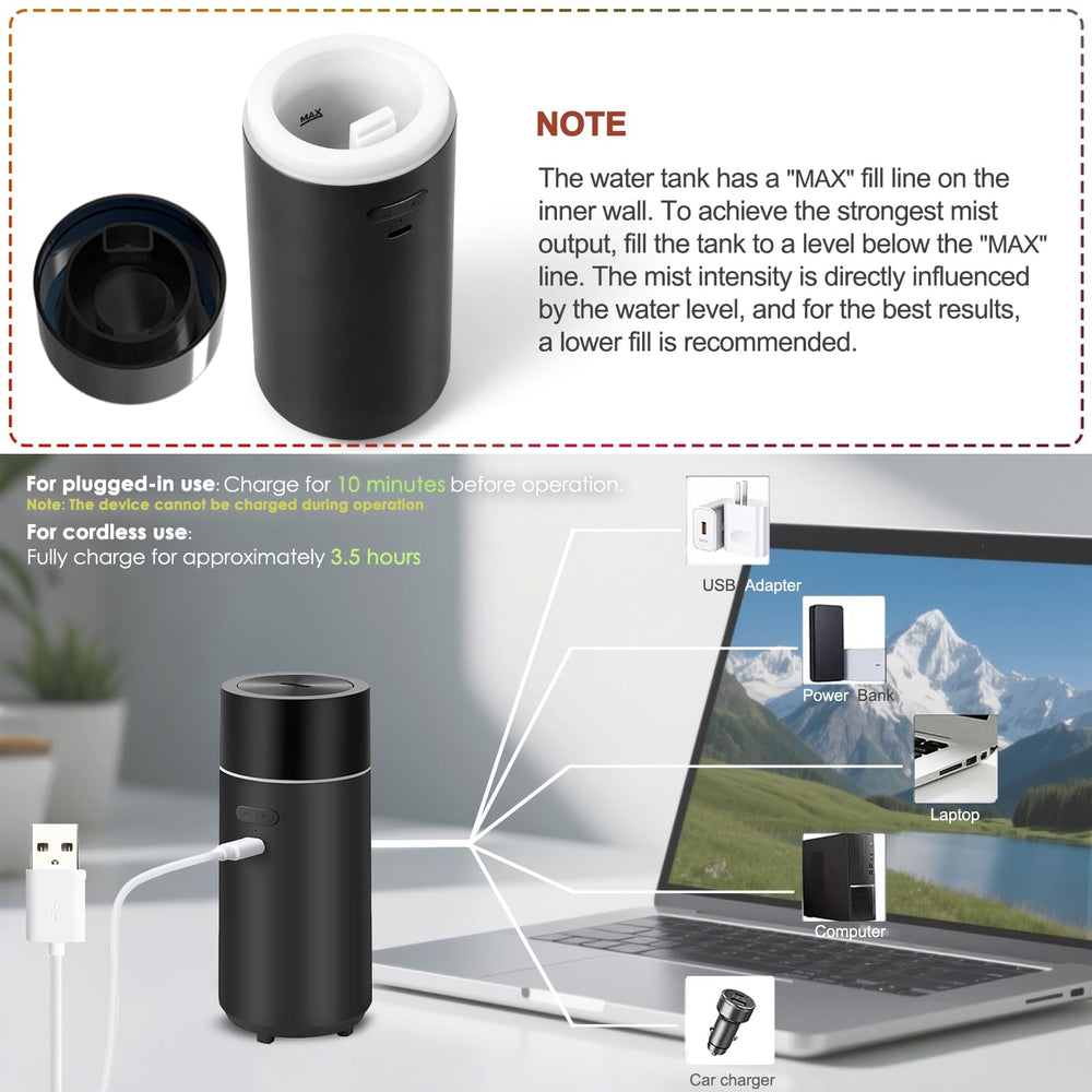 HODEMI 3000mAh battery powers extended fragrance without a wall outlet.