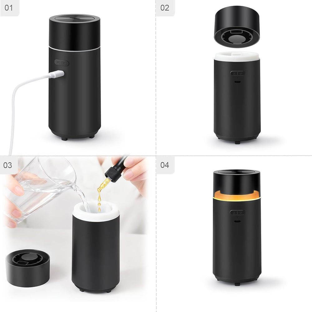 HODEMI travel-ready diffuser set with diffuser unit, cable, and manual.