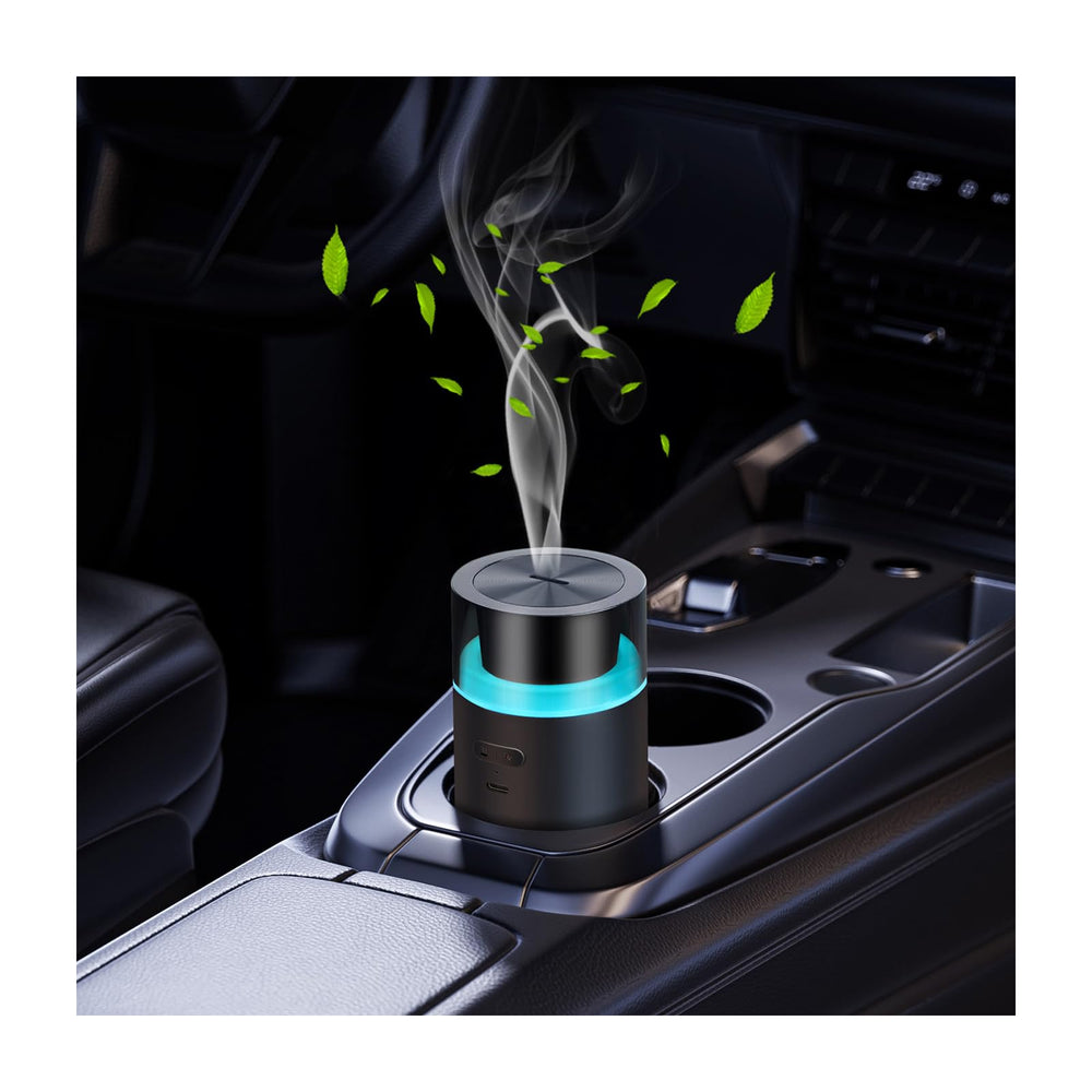 HODEMI portable diffuser in action, cordless design ideal for car and desk fragrance.