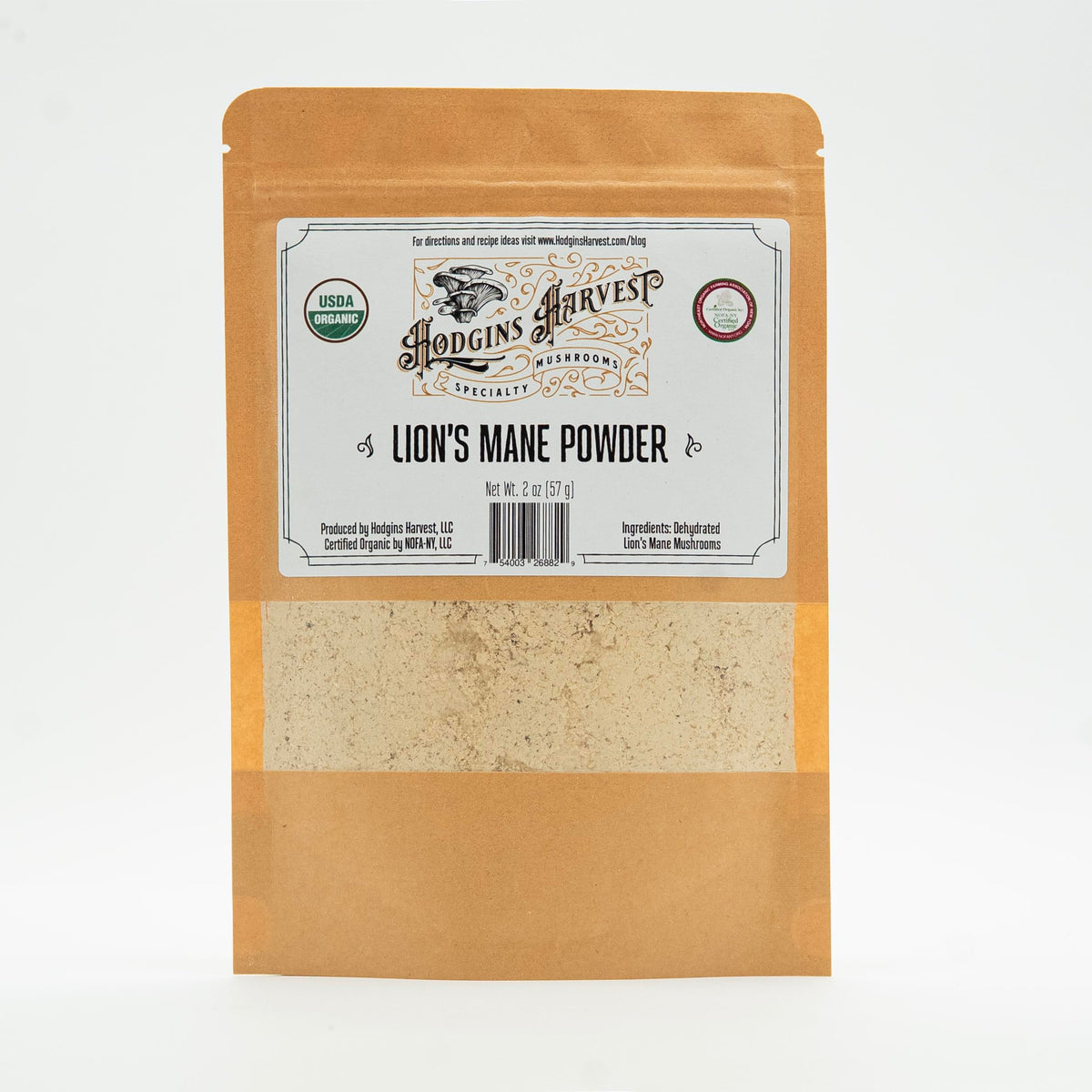 Hodgins Harvest Lions Mane powder ready to mix into tea for focus