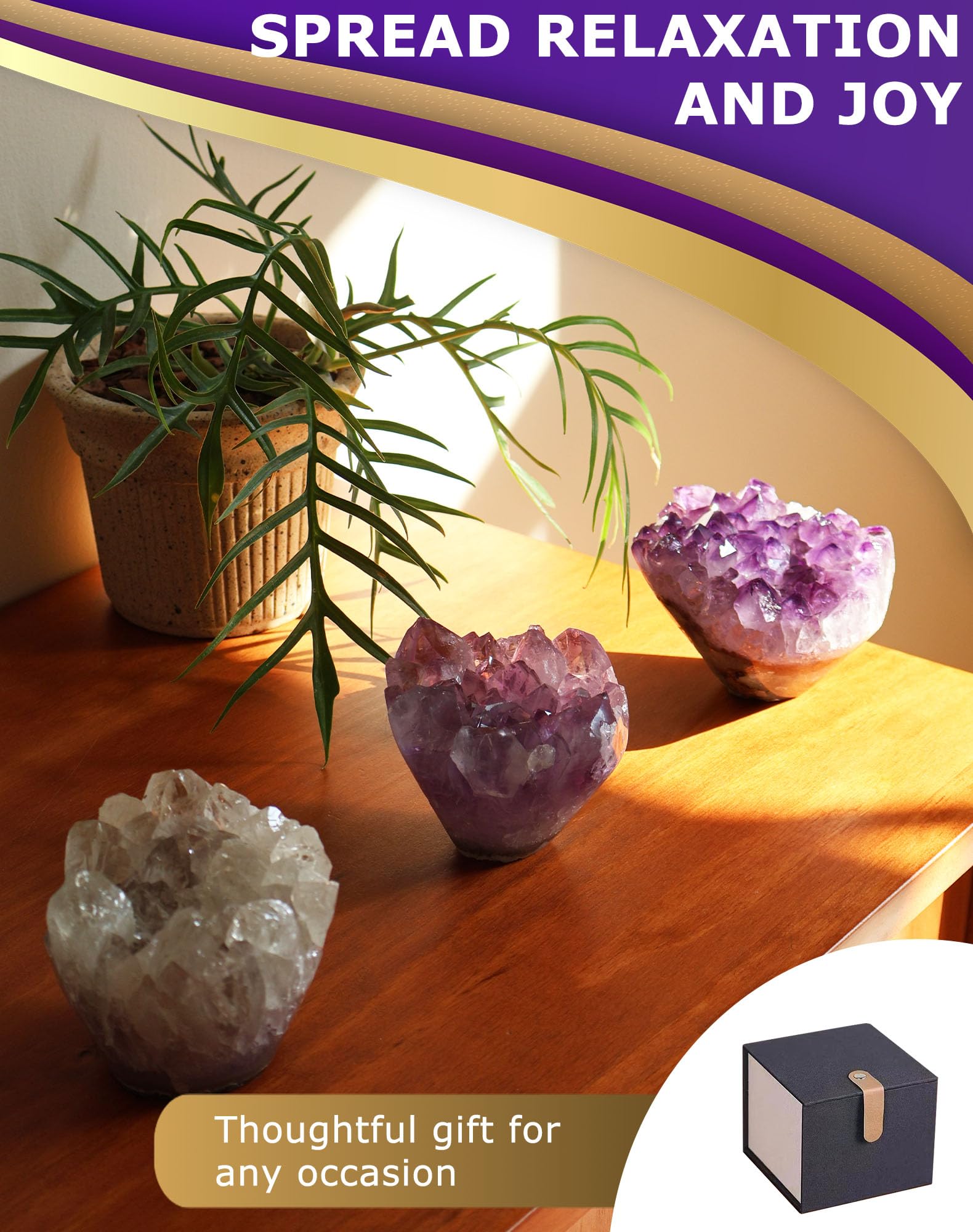 HoHpHq Large Amethyst Quartz Stone adds refined home decor presence.